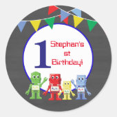 Robots autocollants de fête d'anniversaire (Devant)