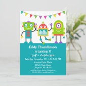 Robots Birthday Invitation Boys Colorful Robot Kaart (Staand voorkant)
