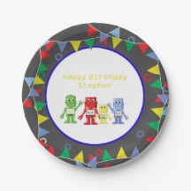Robots Birthday party Paper borden - Gepersonalise
