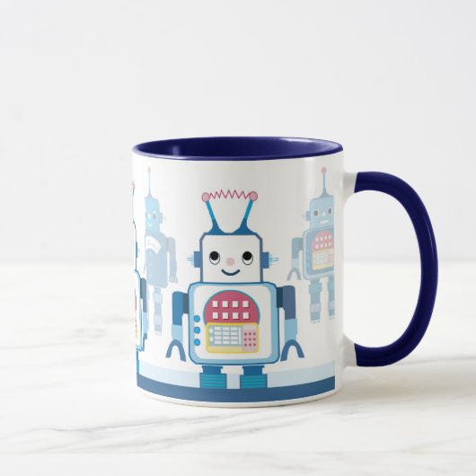 Robots Bleus cool Robotiques Mugs De Café (Droite)