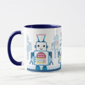 Robots Bleus cool Robotiques Mugs De Café (Gauche)