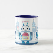 Robots Bleus cool Robotiques Mugs De Café (Centre)