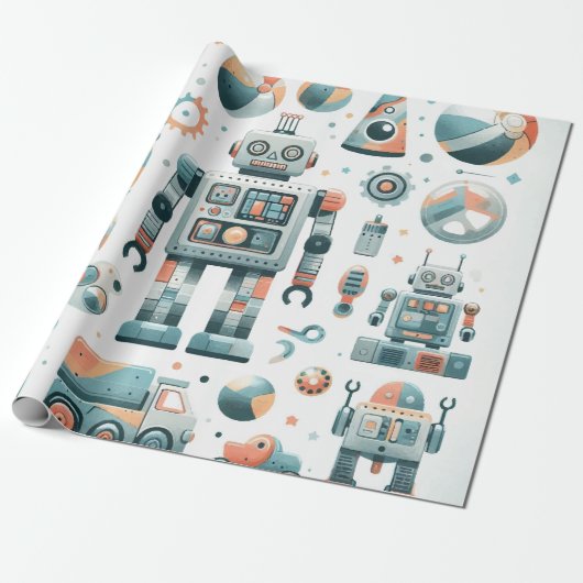 Robots Cadeaupapier (Uitgerold)