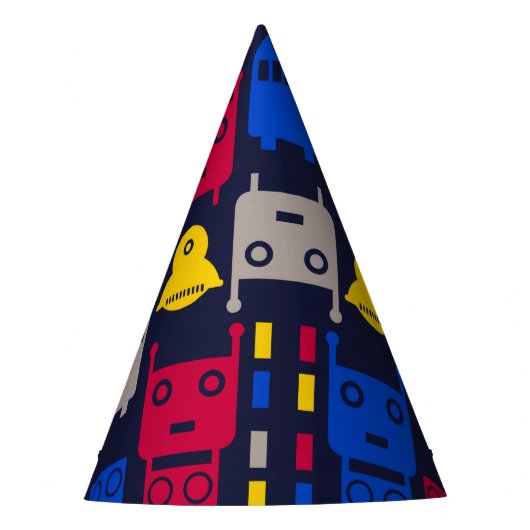 Robots Cartoon Pattern Feesthoedjes (Voorkant)