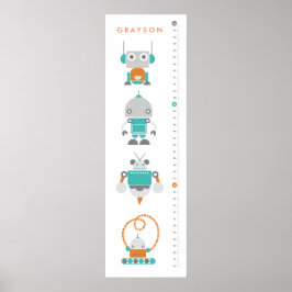 Robots Childrens Custom Growth Height Chart - Art Poster