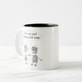 Robots en Love Relaties uitgelegd Tweekleurige Koffiemok (Voorkant links)