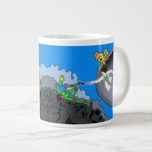 Robots et Aliens jumbo tasse à café  (Devant droit)