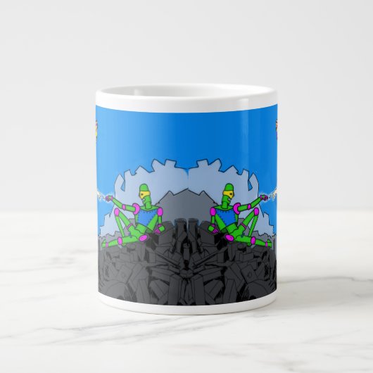 Robots et Aliens jumbo tasse à café  (Devant)