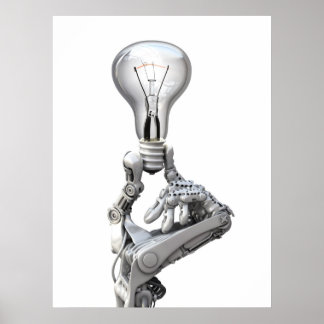 Robots hand met lamp poster