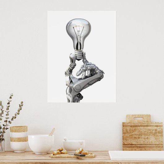 Robots hand met lamp poster (Keuken)