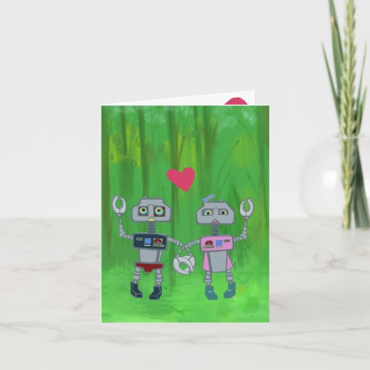 Robots in Liefde Wenskaart Kaart (Voorkant)