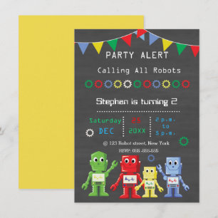 Robots Invitations de fête d'anniversaire