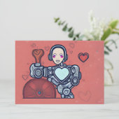 Robot's Love Kippen Droid Valentijnskaart Feestdagenkaart (Staand voorkant)