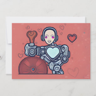 Robot's Love Kippen Droid Valentijnskaart Feestdagenkaart