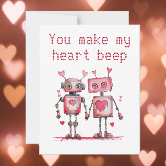 Robots Maken Mijn Hart Slaan Valentijnsdag Kaart