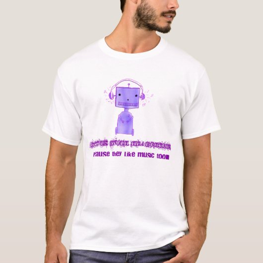 Robots met hoofdtelefoon t-shirt (Voorkant)