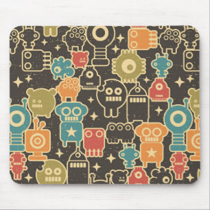 Robots op bruin muismat