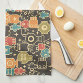 Robots op bruin theedoek (Quarter Fold)