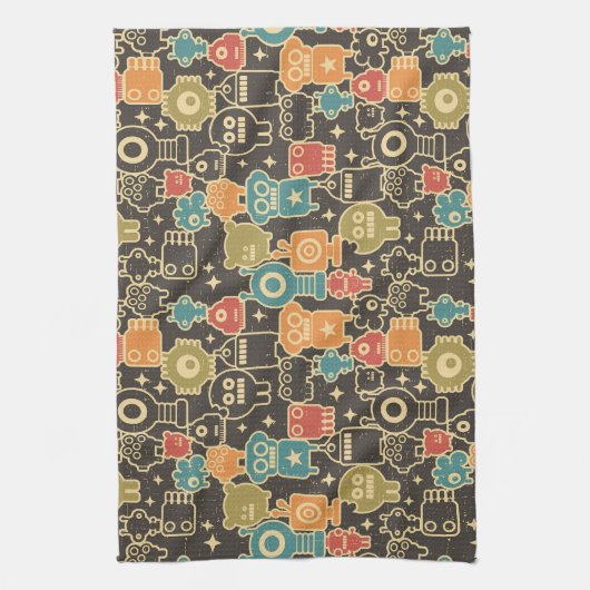 Robots op bruin theedoek (Verticaal)