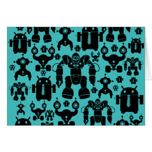 Robots Règle amusant Robot Silhouettes Motif Bleu