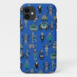 Robots. robots van geek op blauw iPhone 11 hoesje