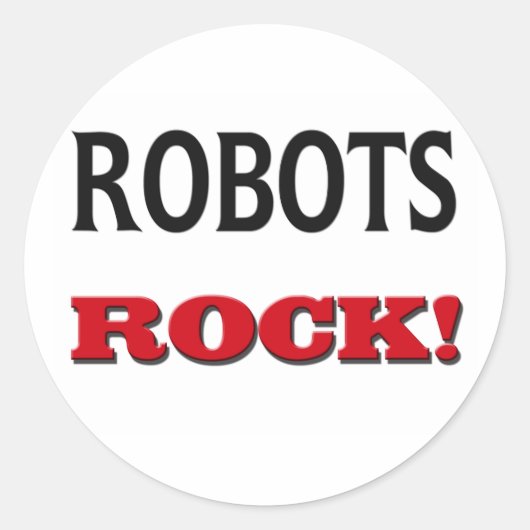 Robots Rock Ronde Sticker (Voorkant)