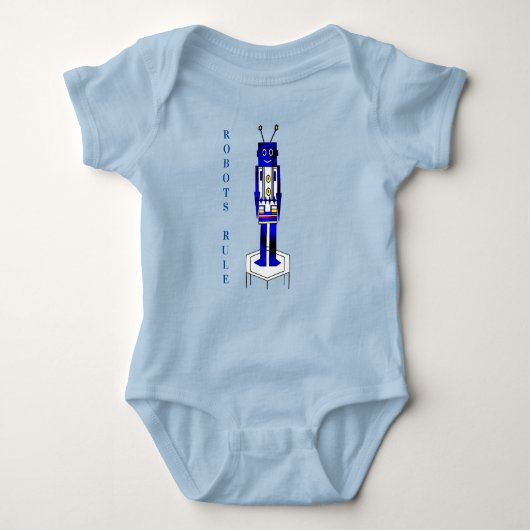 "Robots Rule" Baby Jersey Bodysuit (Voorkant)