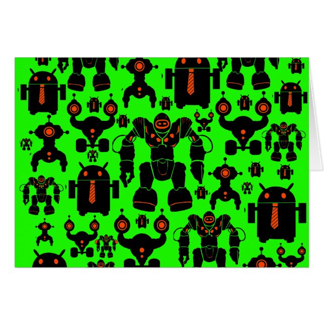 Robots Rule Fun Robot Silhouettes Lime Green (Voorkant Horizontaal)