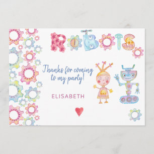 Robots thema verjaardagsfeestje kinder leuk bedank bedankkaart