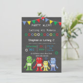 Robots Verjaardagsfeest Uitnodigingen (Staand voorkant)