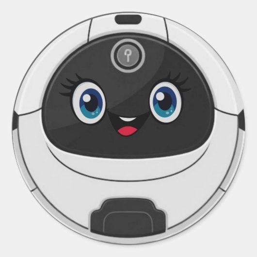Robotstofzuiger grappig ronde sticker (Voorkant)