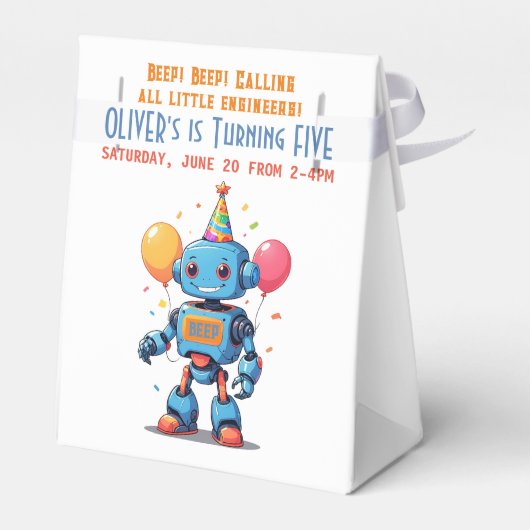 Robotthema met ballonnen waterverf bedankdoosjes (Achterkant)