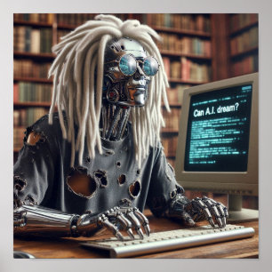 Robottypen op toetsenbord poster