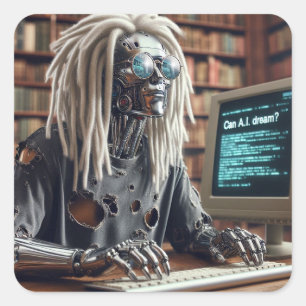 Robottypen op toetsenbord vierkante sticker