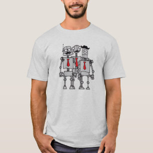 Robotwerkers in een groepsfoto t-shirt