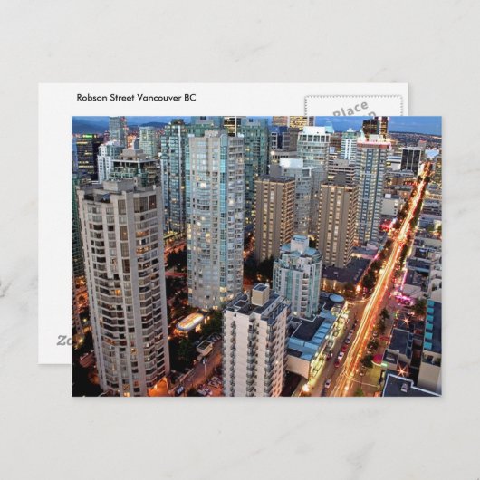 Robson Street Vancouver Colombie-Britannique carte (Devant / Derrière)