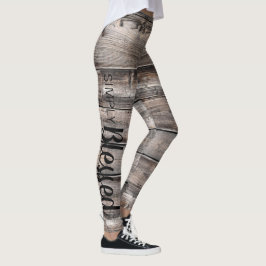 Robuusachtig, SIMPLY BLESSED script op barnwood | Leggings