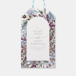 Robuusblauw en pruimelvormig ontwerp cadeaulabel