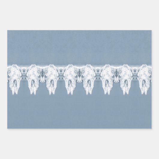 Robuust Blauw Western Bull Skull Pattern Inpakpapier Vel (Voorkant)