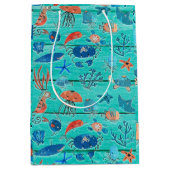 Robuust Blauwgroen hout en onder het Zee Friends W Medium Cadeauzakje (Voorkant)