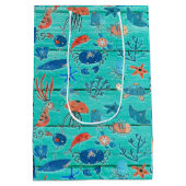 Robuust Blauwgroen hout en onder het Zee Friends W Medium Cadeauzakje (Achterkant)