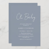 Robuust Blue Simple Boy-Baby shower voor script Kaart (Voorkant / Achterkant)