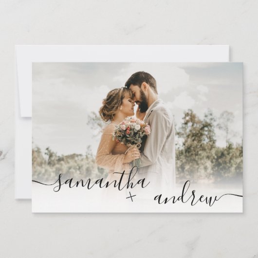 Robuust bruin winterscript 5 foto's bruiloft kaart (Voorkant)