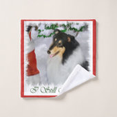 Robuust Collie Tri Colour Kerstmis Bad Handdoek (Wasdoekje)