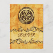Robuust, , compass nautical bruiloft rsvp uitnodiging briefkaart (Voorkant)