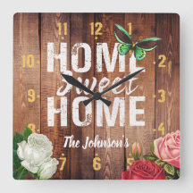 Robuust, donker hout "Home Sweet Home"-design,