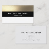 Robuust FAUX Gold Black Bar, wit, modern Visitekaartje (Voorkant / Achterkant)