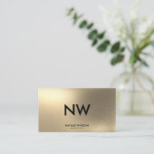 Robuust FAUX Gold Minimalist Monogram Modern Visitekaartje (Staand voorkant)