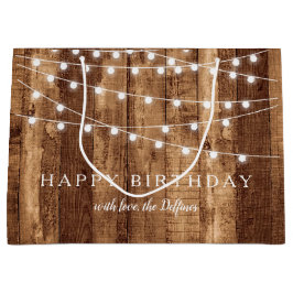 Robuust hout en lichte lampjes Happy Birthday Cust Groot Cadeauzakje
