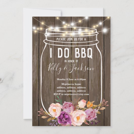 robuust hout, pot, ik doe BBQ-feest uitnodiging (Voorkant)